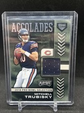 2019 Playoff Accolades Jerseys Prime #18 Mitchell Trubisky Jersey Patch Card