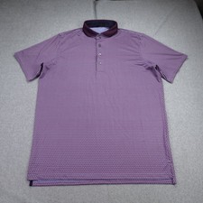 Greyson Polo Shirt Mens Large Purple Geometric Golf Short Sleeve Preppy Casual