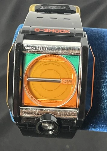 Vtg Casio G Shock Shocking Colors G-8100C Rare Color Way Black Orange Teal VGC