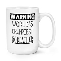 Warnung World's Grumpiest Pate 426Ml Groß Becher Tasse Vatertag Beste Geburtstag