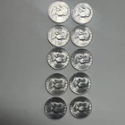 10  90% Silver 1954-S 50C Franklin Half Dollar Coins