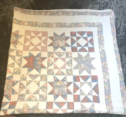 American Pacific ENT Quilt Star Floral Cotton Hand Quilted Pillow Shams 82 x 81