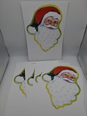 Vtg 2008 Santa Advent Calendar add Cotton Balls to Beard Lot of 5 Cardstock NEW