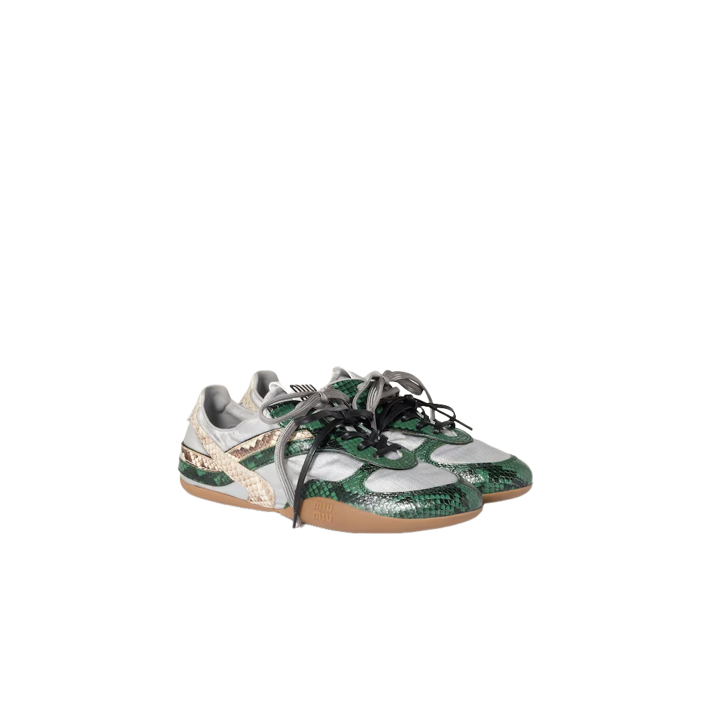 MIU MIU Gymnasium $1350 Cloudy Gray/Fir Green Sneakers New
