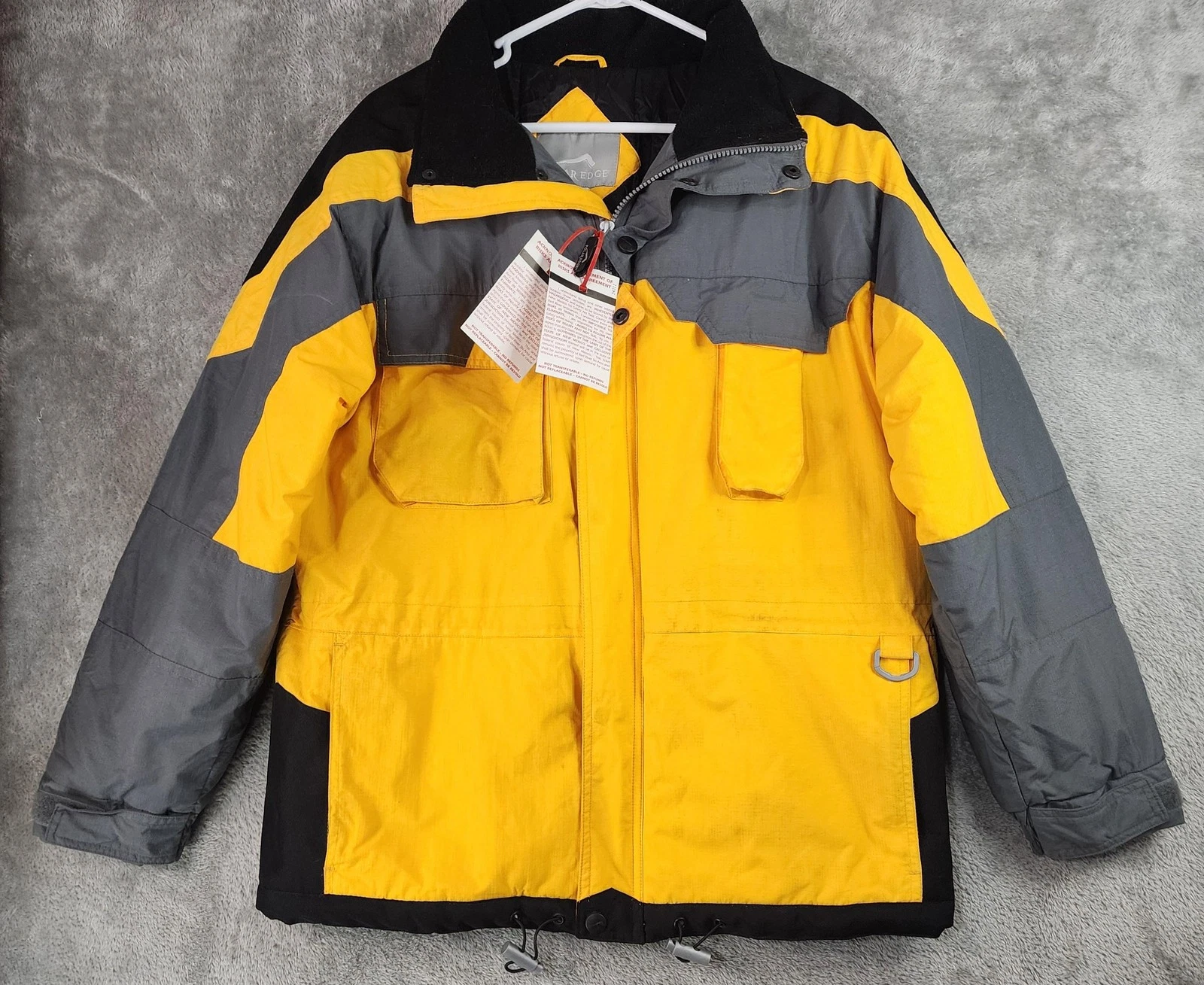Polar Edge Jacket Mens Small Yellow Gray Ski Snow Insulated Hooded Outdoor Wear