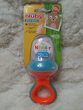 Nuby Fresh Food Nibbler Feeder with cover NEW SEALED BPA FREE ORANGE/BLUE