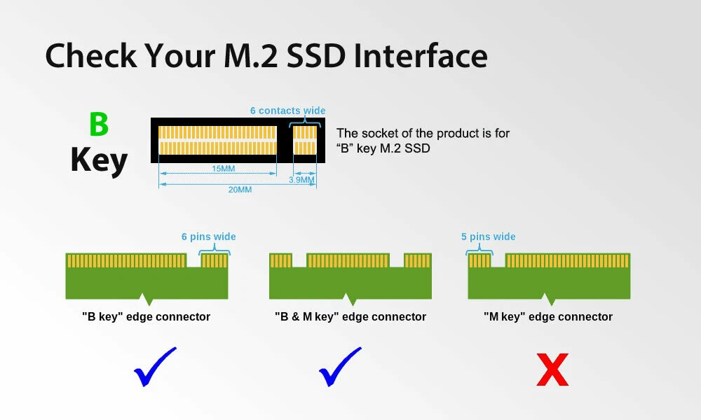 M.2 NGFF SSD B Key to 2.5&#034; SATA Converter Adapter Enclosure 2280 2260 2242 |