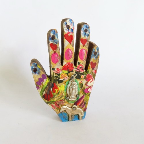 Milagros Wood Hand Our Lady Guadalupe Milagro Flowers Handmade Mexican Folk Art - Picture 2 of 15