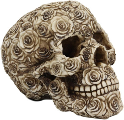 Ebros Day of the Dead Tooled Ornate Floral Skull Figurine DOD Rose Sugar Skulls 