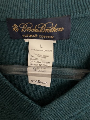 Brooks Brothers Gilet Uomo L Verde Teal Pullover Scollo a V Supima Cotone Preppy Golf - Foto 2 di 6