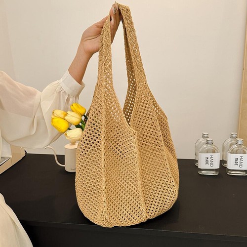 Fashionable And Leisure New Tote Bag Knitted Bag Hollow Beach Knitted Bag-v
