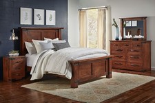 Amish Rustic 4pc Bedroom Set Solid Wood Industrial Metal Made to Order