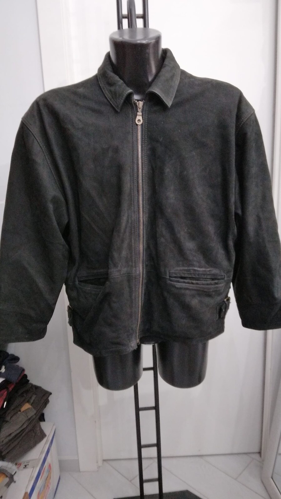 Vintage Genuine Black Leather Jacket for Men Size 52 XYM732L