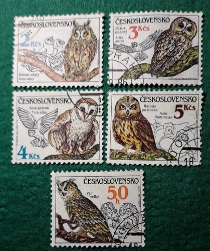Czechoslovakia 1986 bird owl nature Mi 2875-79 used /cto