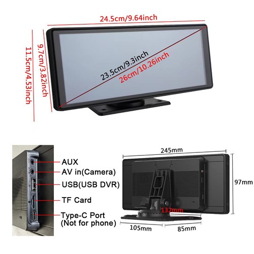 4.0K 10.26'' Touch Dash Camera Cam Car Recorder For CarPlay Android Auto AU - Picture 2 of 16