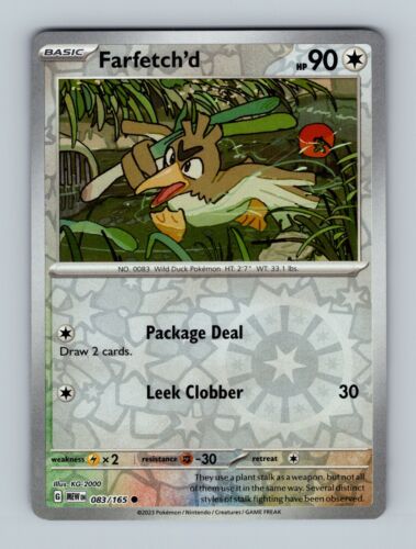 Pokemon 151 Farfetch'd 083/165 Reverse Holo Rare NM