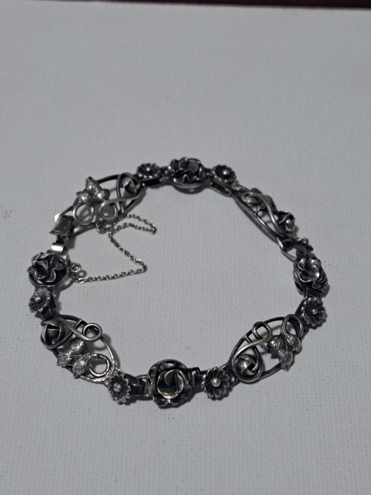 RARE Solid Sterling Silver S925 Unique Flower Bra… - image 12