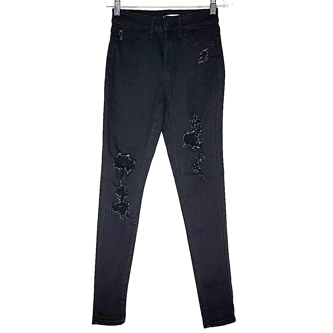 SO Women's Ripped Jeggings Jeans Size Dark Wash Black Denim