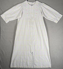 Miss Elaine Women  s Size M Housecoat House Dress Spring Pastel Seersucker Zip