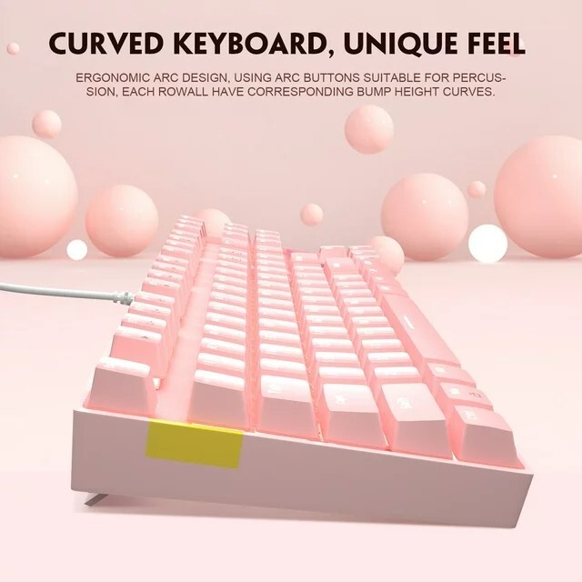 Pink USB Keyboard and Mouse Combo MK-Star Standard Mechanical Wired KB Mouse PC
