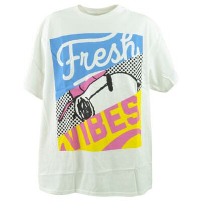 Peanuts Fresh Vibes Snoopy Cartoon TV Crew Neck White Adults Tshirt Tee X-Large
