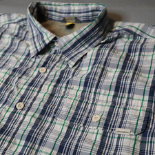 Eddie Bauer Travex Hiking Button Up Shirt Mens XLT Tall Classic Plaid Mesh Light