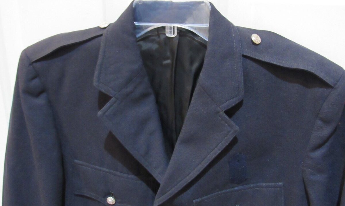 ジャケット・アウター old euro fireman work jacket navy 52 Vintage US Fire Department Dress Navy Blue Jacket Men's Uniform