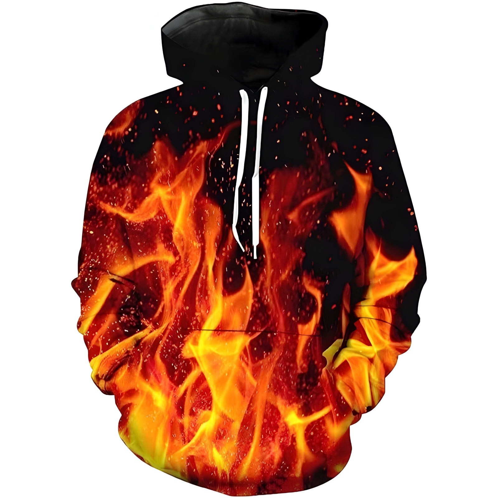 Plus Size 3D Print Loose Hooded Sweater Long Sleeves Pullover