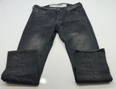WT02 TRUFIT MEN'S 32x32 SLIM STRAIGHT BLACK BASIC DENIM JEANS 2229