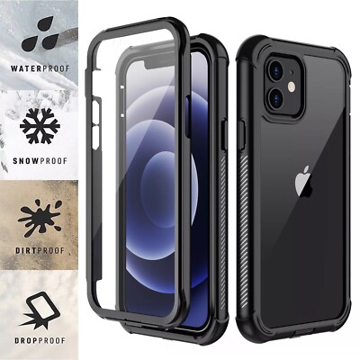 For iPhone 12 Mini Case Shockproof Water Resistant with Builtin Screen Protector