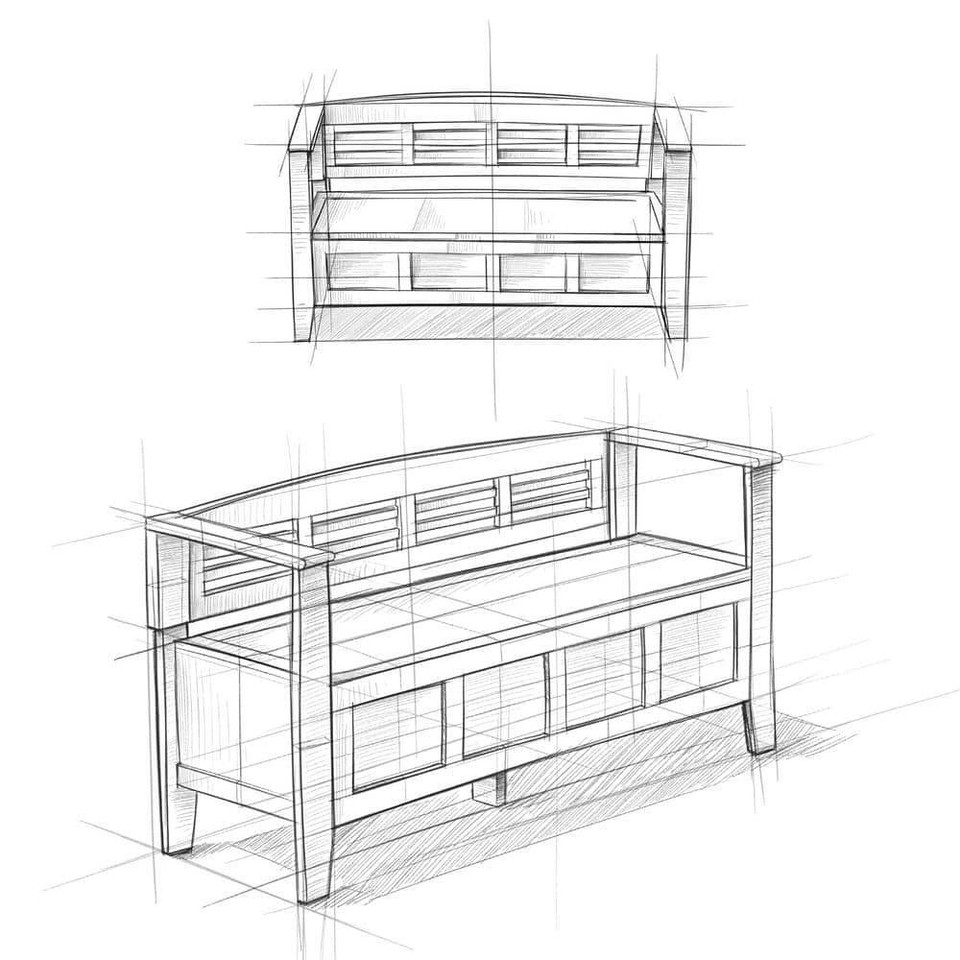 Simpli Home Entryway Storage Bench 48" High Back, FlipTop Wood
