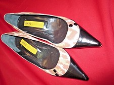 MARC JACOBS Silk Animal Print Black Leather Pointed Toes Heels shoes Sz 6.5 