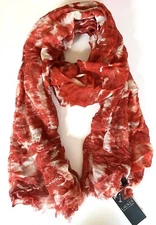 LAUREN Ralph Lauren Women's Summer Palm Wrap Red One Size 24"x72"