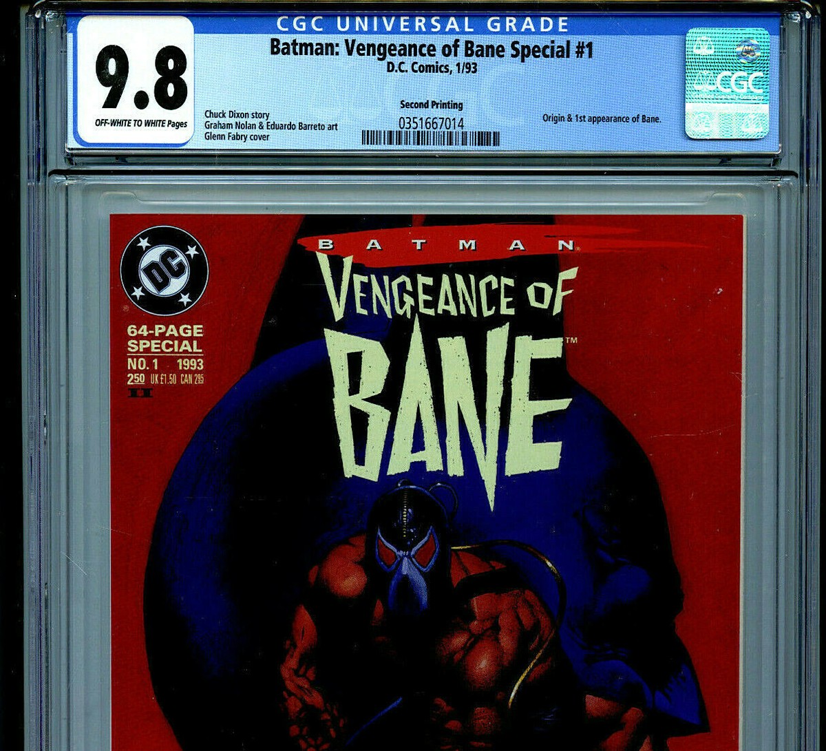 Batman Vengeance of Bane #1 CGC 9.8 NM/MT 2nd Print 1993 1st