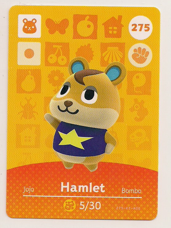 amiiboカード Animal Crossing amiibo Card: Hamlet 275 Series 3 Hamster New