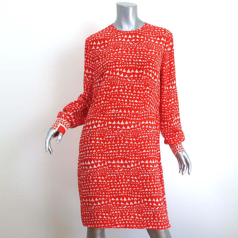 Stella McCartney Dress Gabel Heart Print Silk Size 44 Long Sleeve 