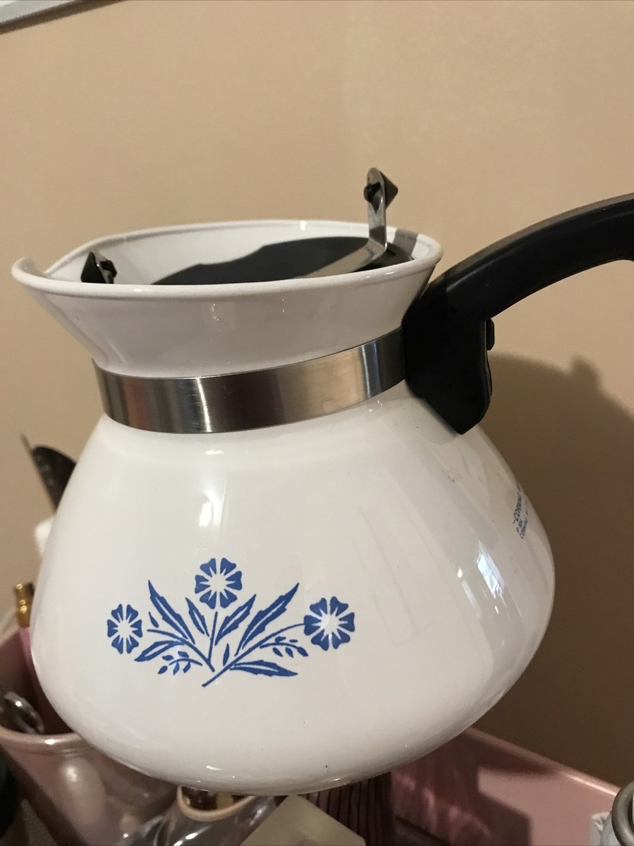 Backstamp 1960s Vintage Corning Ware Blue Cornflower 6 Cup Teapot