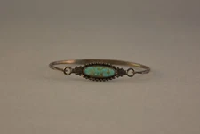 Southwest Sterling Silver Bangle Bracelet - Turquoise -  BOMA - 7 5/8"