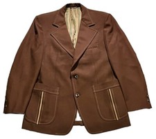 Vintage JOHNNY CARSON Blazer Sz 42R Jacket Brown Tailored for BROADWAY Retro