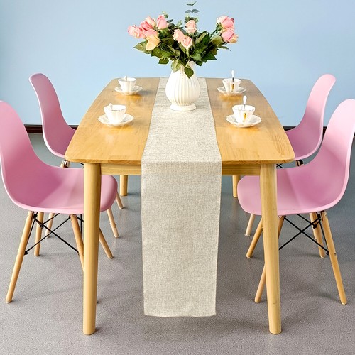 Mesa de yute arpillera rústica cubierta de tela mesa de comedor decoración de fiesta - Imagen 18 de 61