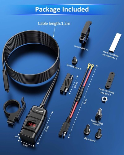 Motorcycle Phone Charger Quick Charge 3.0 6.8A Dual Port Motorcycle USB Charg... - Picture 7 of 7