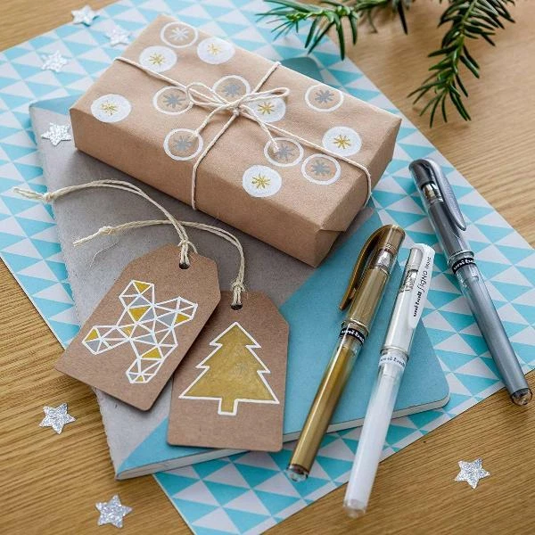 4er uni-ball Gel Tintenroller SIGNO broad UM-153 Etui gold silber weiß bronze - Bild 3 von 4