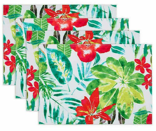 Lanai Placemats Set of 4 Indoor Outdoor Tropical Flowers Beach Summer House - Picture 6 of 12
