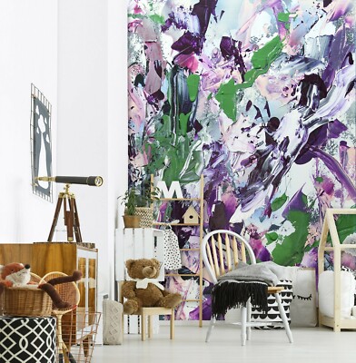 Papier Peint Mural Auto-adhésif Aquarelle 3D – Motif Violet, Amovible, Sans Marque