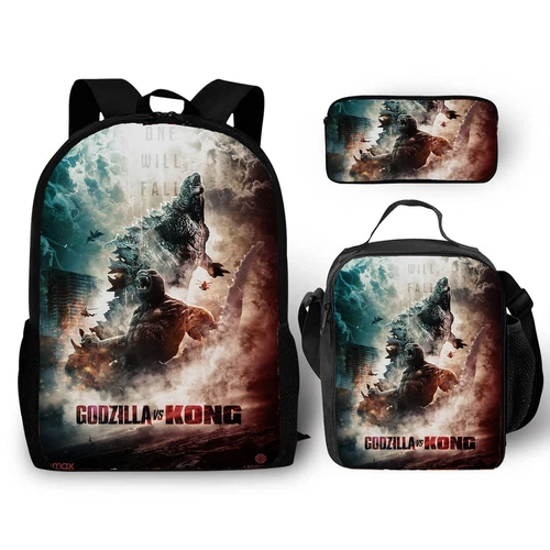 Mochila 3D Godzilla vs Kong Bolsa de libros escolares Mochila Bolsa de almuerzo Estuche para lápices Regalo - Imagen 6 de 50