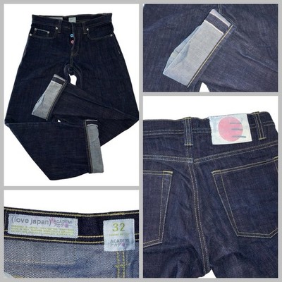 Academi Love Japan Redline Selvedge Jeans 31x33 Dark Button Fly Relax YGI C3-140
