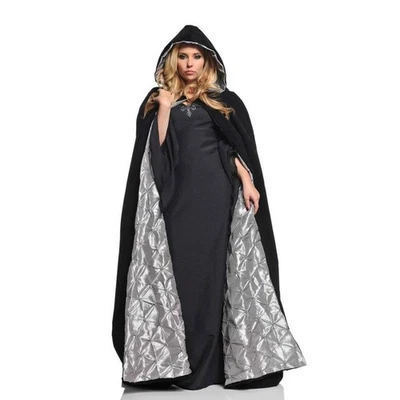 63 " Velours de Luxe Costume Adulte Accessoire Cape - Argent Satin Doublure - Photo 1/4