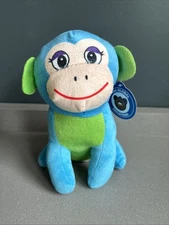 New With Tags A & A Global Industries Monkey Blue Green  7" Soft Plush