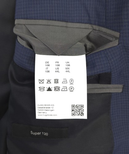 Traje Hugo Boss Para Hombre 44L Enorme4/Genius3 Azul Cuadros 2 Piezas Super 120 Nuevo con Etiquetas $895 - Imagen 17 de 19
