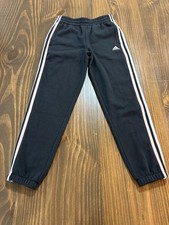 ADIDAS Youth Medium Black Fleece Jogger Pants Elastic Waist Side Stripe